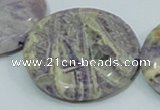 CFJ04 15.5 inches 40mm flat round natural purple flower stone beads