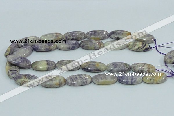 CFJ05 15.5 inches 15*30mm oval natural purple flower stone beads