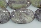 CFJ06 15.5 inches 22*30mm oval natural purple flower stone beads