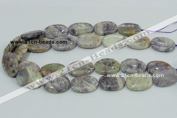 CFJ06 15.5 inches 22*30mm oval natural purple flower stone beads