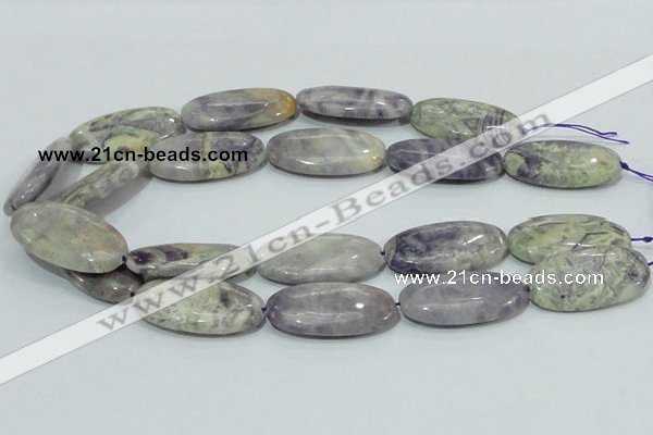 CFJ07 15.5 inches 20*40mm oval natural purple flower stone beads