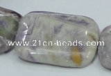 CFJ10 15.5 inches 30*40mm rectangle natural purple flower stone beads