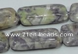 CFJ11 15.5 inches 15*30mm rectangle natural purple flower stone beads