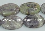 CFJ14 15.5 inches 18*25mm oval natural purple flower stone beads