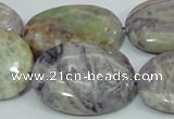 CFJ15 15.5 inches 30*40mm oval natural purple flower stone beads