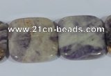 CFJ19 15.5 inches 30*30mm square natural purple flower stone beads