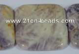 CFJ21 15.5 inches 40*40mm square natural purple flower stone beads