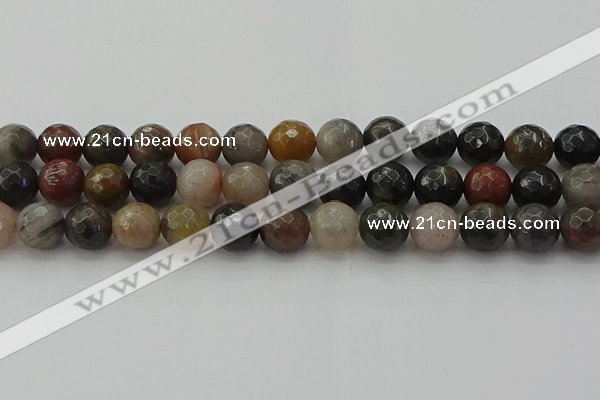 CFJ214 15.5 inches 12mm faceted round fancy jasper beads wholesale