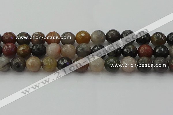 CFJ215 15.5 inches 14mm faceted round fancy jasper beads wholesale