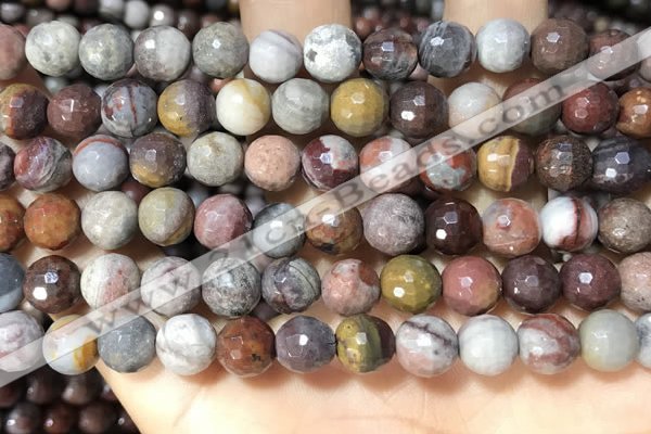 CFJ252 15.5 inches 8mm faceted round fantasy jasper beads wholesale