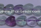 CFL1052 15 inches 10*10mm heart natural fluorite gemstone beads