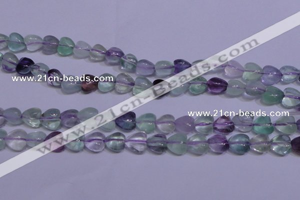 CFL1052 15 inches 10*10mm heart natural fluorite gemstone beads