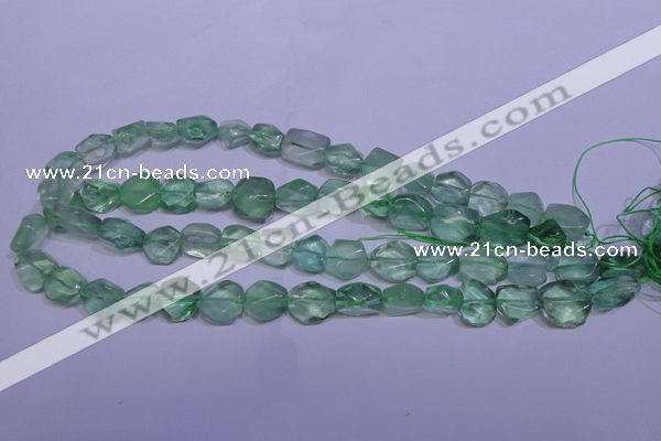 CFL1083 15 inches 10*13mm faceted nuggets green fluorite beads