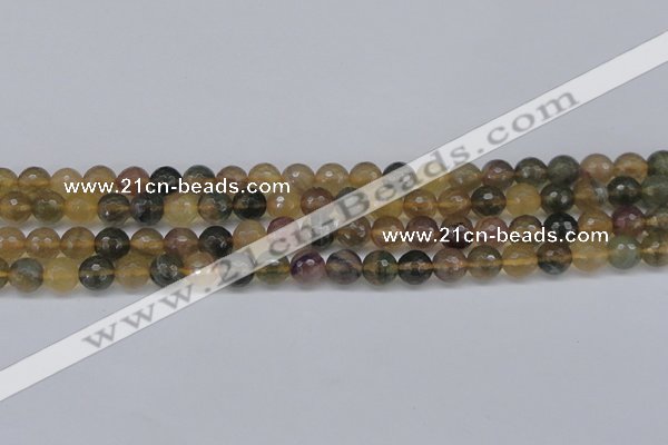 CFL1113 15.5 inches 10mm faceted round yellow fluorite gemstone beads