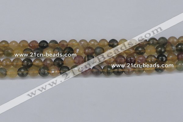CFL1114 15.5 inches 12mm faceted round yellow fluorite gemstone beads