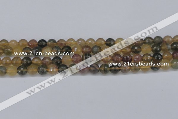 CFL1115 15.5 inches 14mm faceted round yellow fluorite gemstone beads