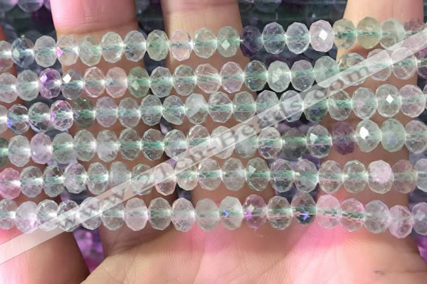 CFL1142 15.5 inches 4*6mm faceted rondelle fluorite gemstone beads