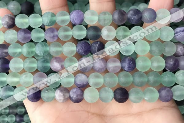 CFL1147 15.5 inches 8mm round matte fluorite beads wholesale