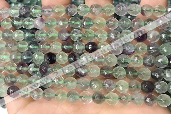 CLF1155 15.5 inches 6mm faceetd round fluorite gemstone beads