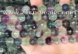 CLF1157 15.5 inches 10mm faceetd round fluorite gemstone beads