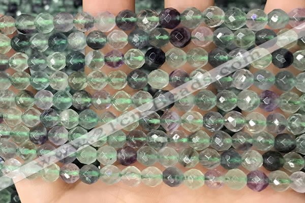 CLF1161 15.5 inches 6mm faceetd round fluorite gemstone beads