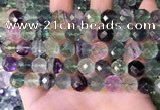 CLF1163 15.5 inches 10mm faceetd round fluorite gemstone beads