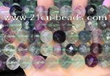 CLF1165 15.5 inches 14mm faceetd round fluorite gemstone beads