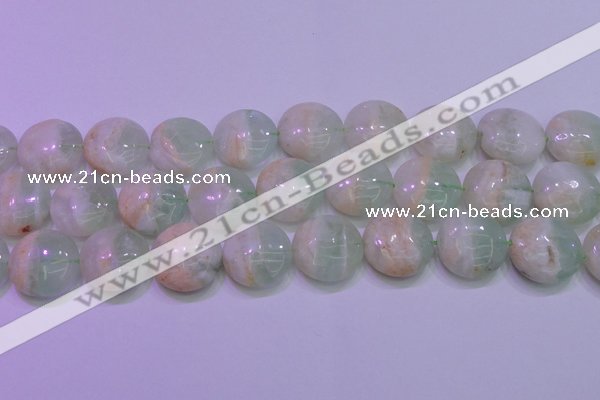 CFL1213 15.5 inches 20mm flat round green fluorite gemstone beads