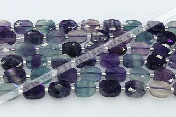 CFL1235 15.5 inches 8*10mm faceted rectangle fluorite beads