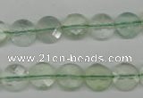 CFL132 15.5 inches 10mm faceted coin green fluorite beads