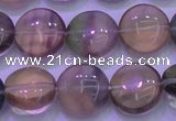 CFL1332 15.5 inches 12mm flat round purple fluorite gemstone beads