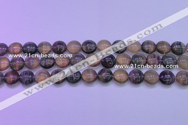 CFL1333 15.5 inches 14mm flat round purple fluorite gemstone beads