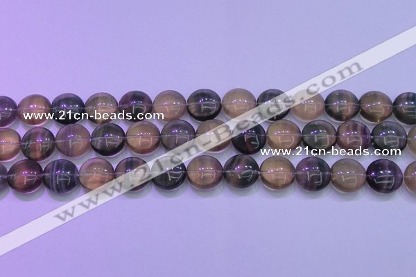 CFL1334 15.5 inches 15mm flat round purple fluorite gemstone beads