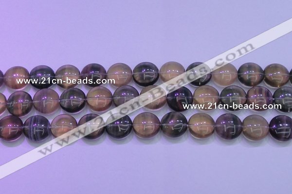 CFL1335 15.5 inches 16mm flat round purple fluorite gemstone beads