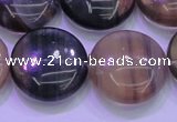 CFL1337 15.5 inches 20mm flat round purple fluorite gemstone beads