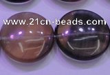 CFL1338 15.5 inches 25mm flat round purple fluorite gemstone beads