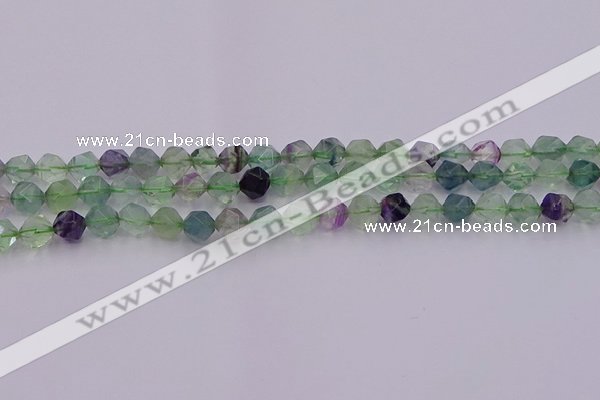 CFL1407 15.5 inches 8mm faceted nuggets fluorite gemstone beads