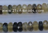 CFL143 15.5 inches 6*12mm faceted rondelle yellow fluorite beads