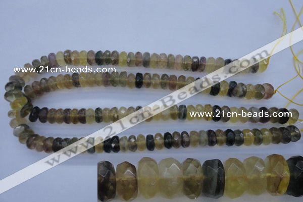 CFL143 15.5 inches 6*12mm faceted rondelle yellow fluorite beads