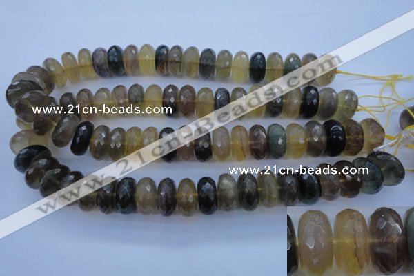 CFL144 15.5 inches 10*20mm faceted rondelle yellow fluorite beads