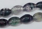 CFL158 15.5 inches 10*15mm rice natural fluorite gemstone beads