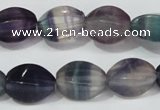 CFL160 15.5 inches 10*15mm twisted rice natural fluorite beads wholesale