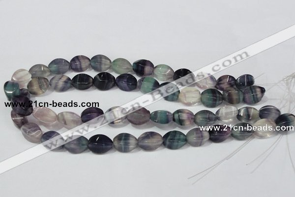 CFL160 15.5 inches 10*15mm twisted rice natural fluorite beads wholesale