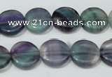 CFL164 15.5 inches 14mm coin natural fluorite beads wholesale