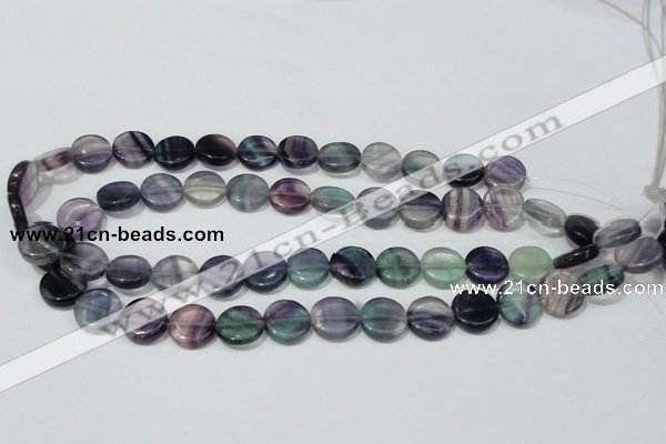 CFL164 15.5 inches 14mm coin natural fluorite beads wholesale