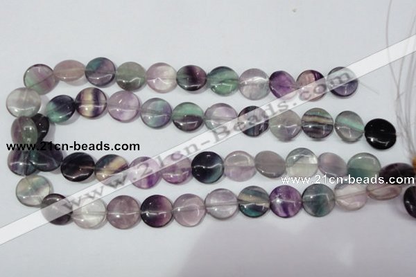 CFL165 15.5 inches 16mm flat round natural fluorite beads wholesale