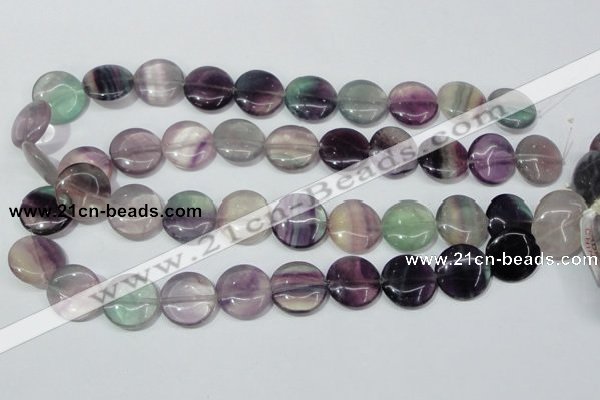 CFL166 15.5 inches 18mm flat round natural fluorite beads wholesale