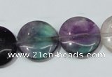 CFL167 15.5 inches 20mm flat round natural fluorite beads wholesale