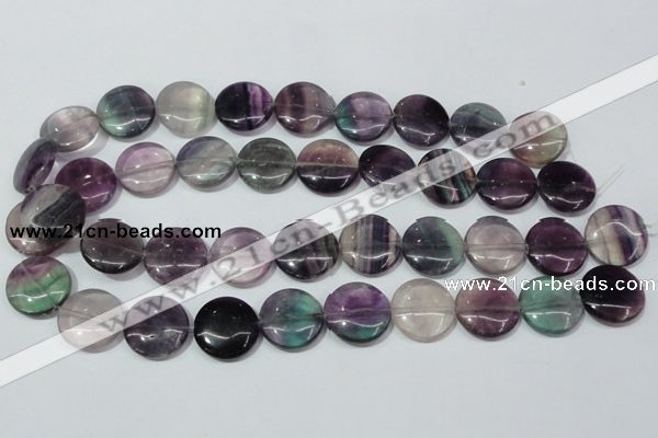 CFL167 15.5 inches 20mm flat round natural fluorite beads wholesale