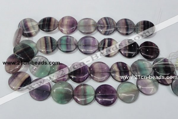 CFL168 15.5 inches 25mm flat round natural fluorite beads wholesale